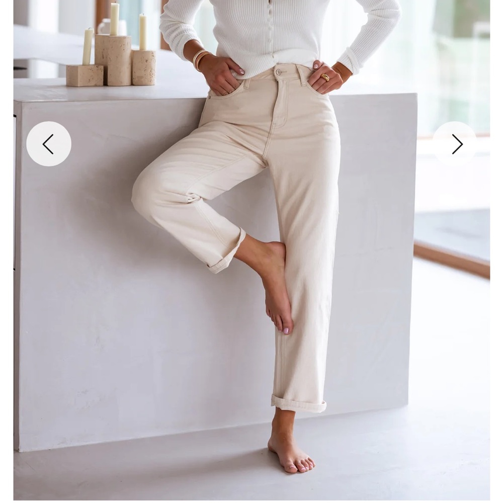 Cream High Waist Ankle Straight Jeans